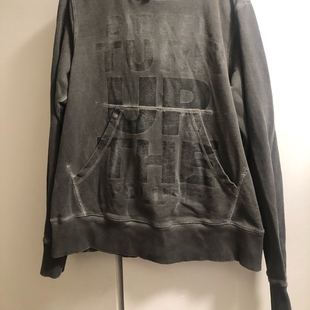 Diesel Men's Washed Charcoal Graphic Hoodie